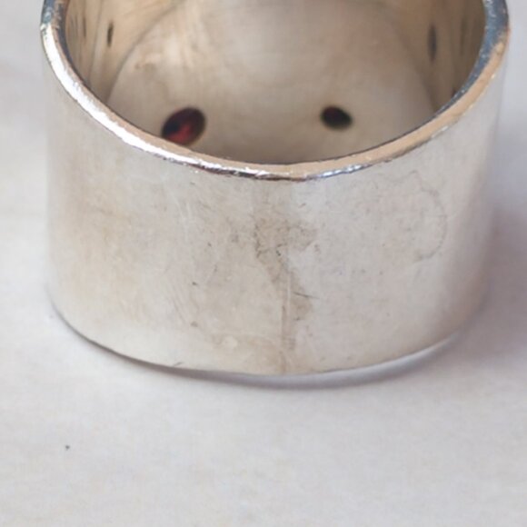 Michou Sterling & 22k Vermeil Wide-Band Ring w / Garnet, Citrine & Amber - Picture 11 of 13